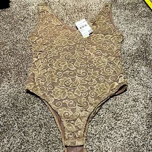 Lace body suit size small tan